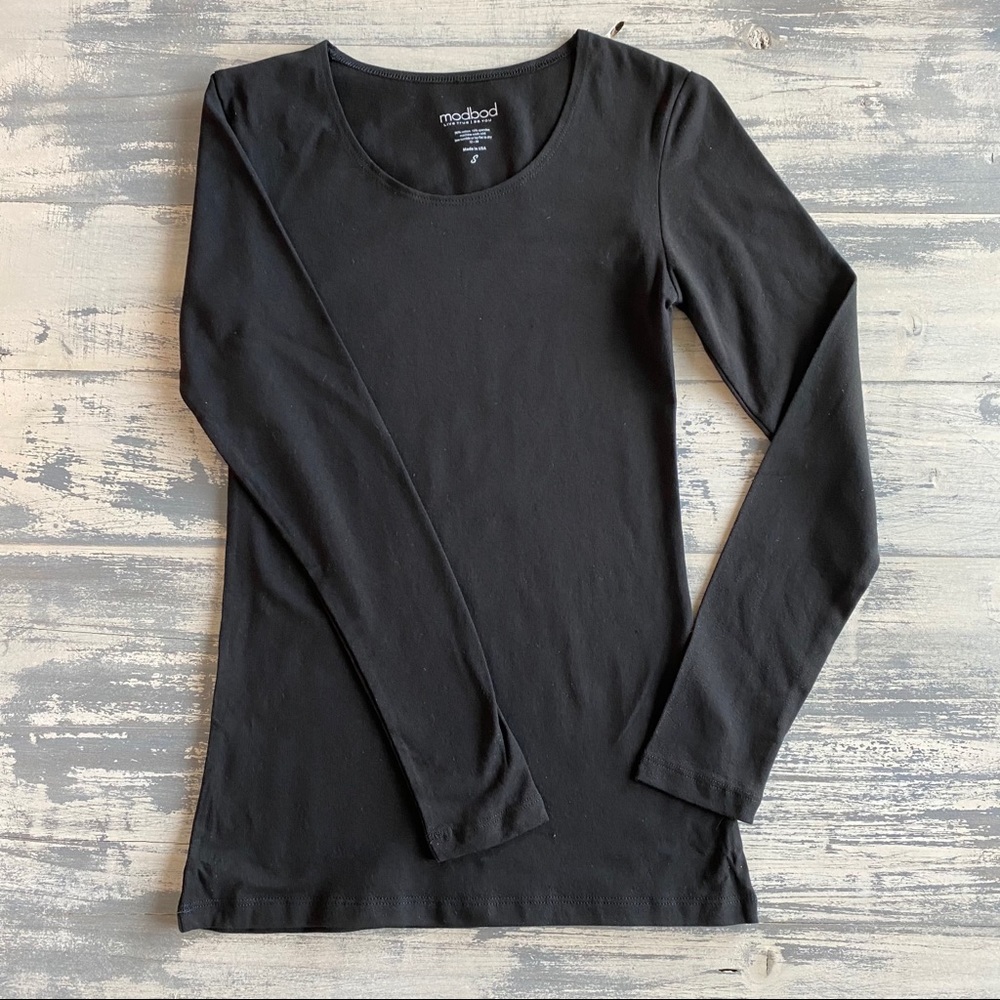 Modbod Black Long Sleeve layering tee, Slim fit